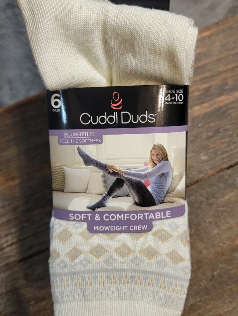 Cuddl Duds Cream Crew Socks